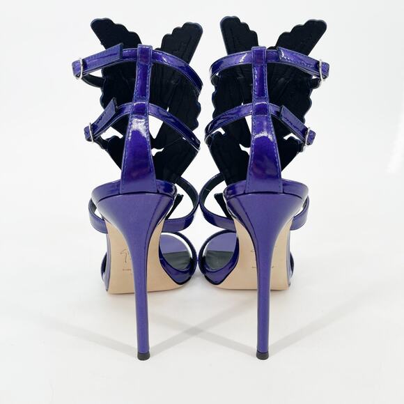 Giuseppe Zanotti Metallic Purple Cruel Alien Wing Stiletto Heel Sandals IT 37.5 - Picture 8 of 14